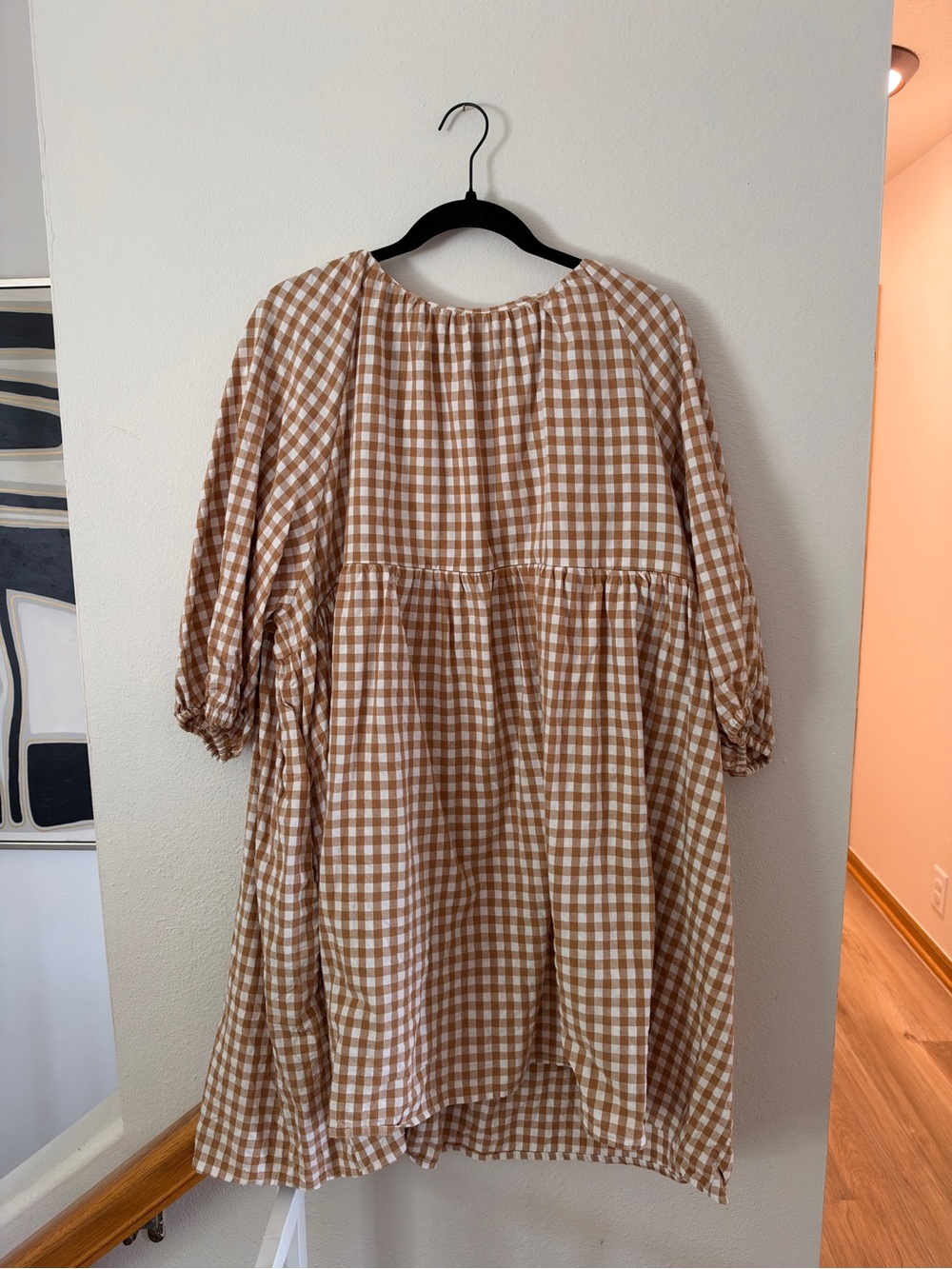 The Lullaby Club Florence Mini Dress in Carmel Gingham XXL (20-22)